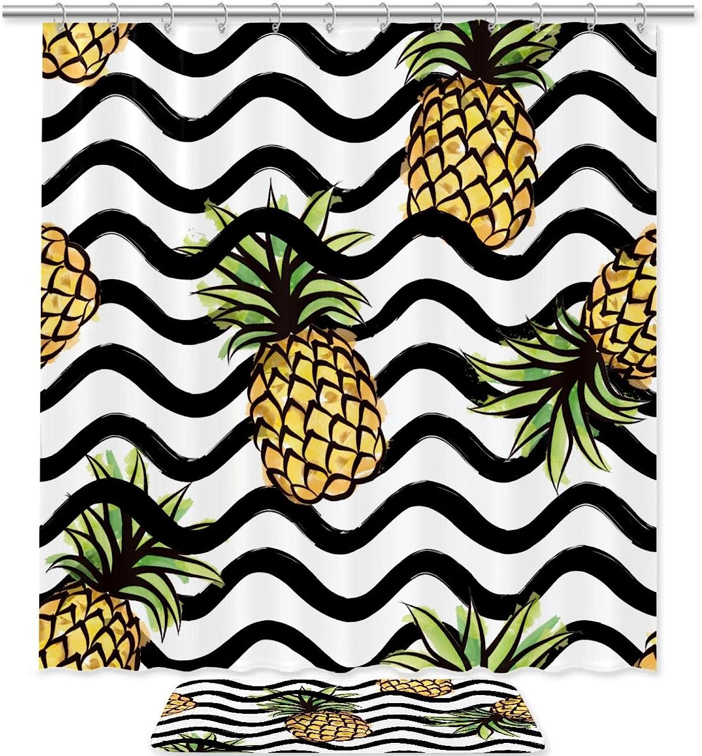Corrugated Pineapples Shower Curtain for Bathroom Decor