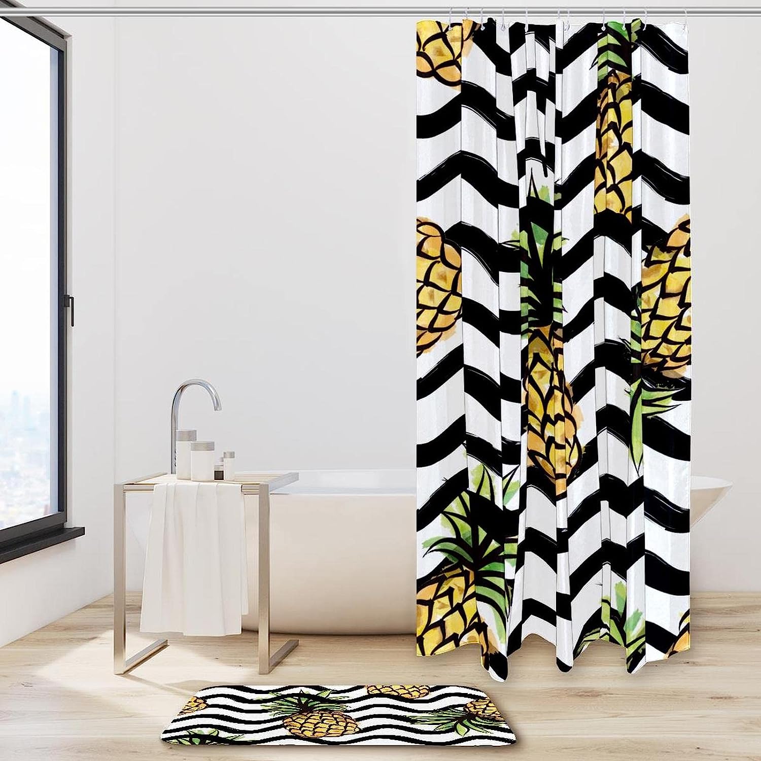 Corrugated Pineapples Shower Curtain for Bathroom Decor