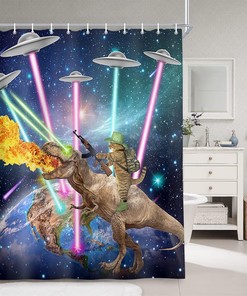 Cosmic Fabric Restroom Bathtub Decor Funny Kids Shower Curtain