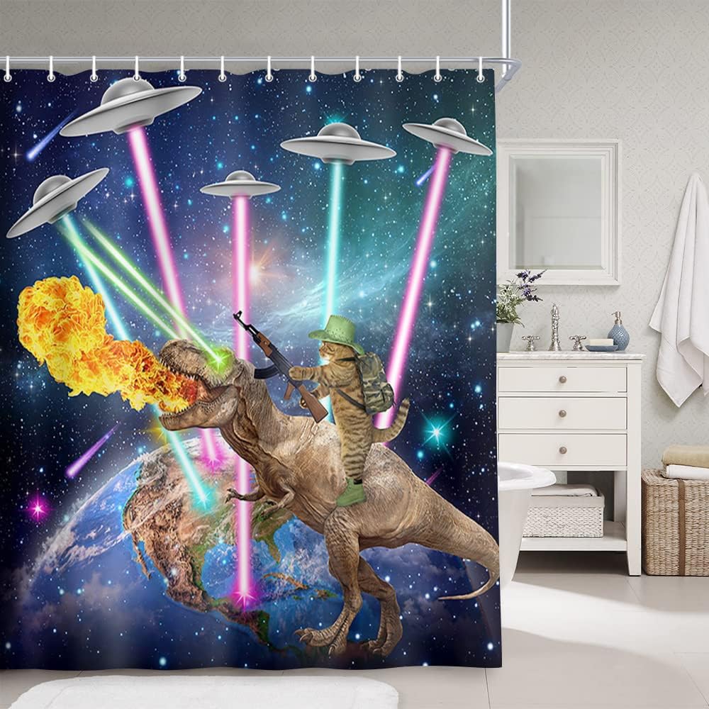 Cosmic Fabric Restroom Bathtub Decor Funny Kids Shower Curtain