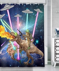 Cosmic Fabric Restroom Bathtub Decor Funny Kids Shower Curtain