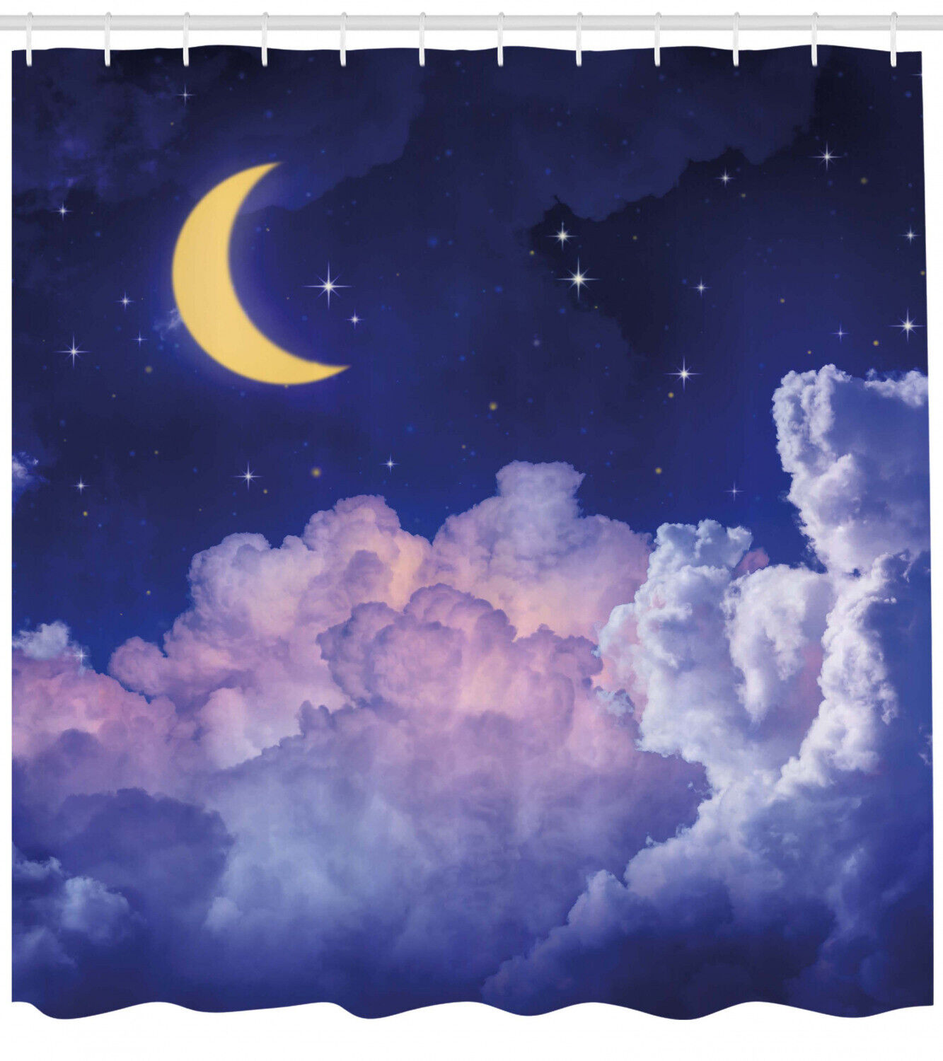 Cosmic Night Stars Moon Shower Curtain for Futuristic Bathroom Decor