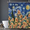 Cosmic Sunflower Shower Curtain with Night Sky Moon: Wash Unwind in a Blend of Celestial and Florid Bathroom Decor