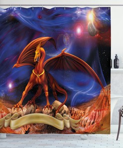 Cosmological Dragon Knight Shower Curtain For A Majestic Bathroom