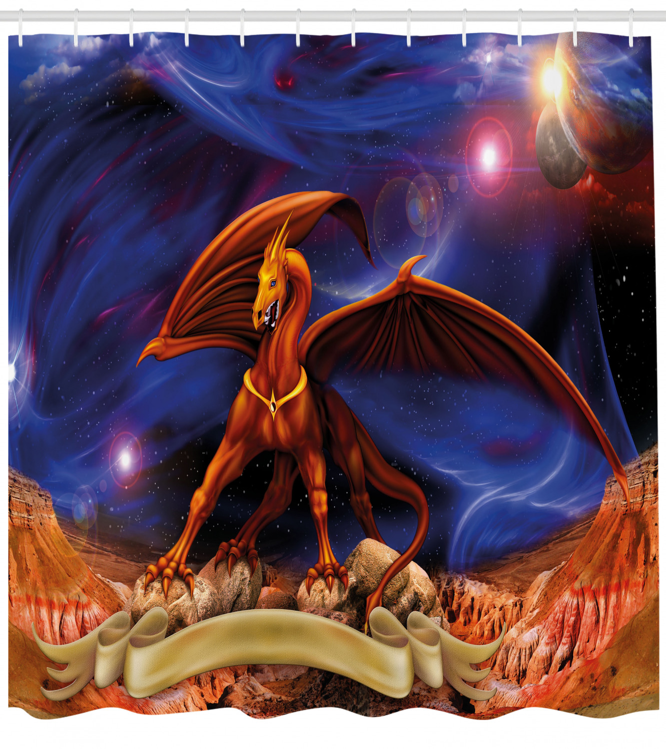 Cosmological Dragon Knight Shower Curtain For A Majestic Bathroom - Image 3