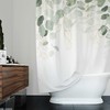 Cottage Core Stylish Elegant Boho Shower Curtain With Sage Green Eucalyptus Print
