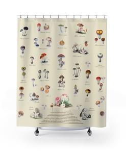 Cottagecore Mushroom Botanical Shower Curtain - Boho Douchegordijnen