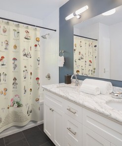 Cottagecore Mushroom Botanical Shower Curtain - Boho Douchegordijnen