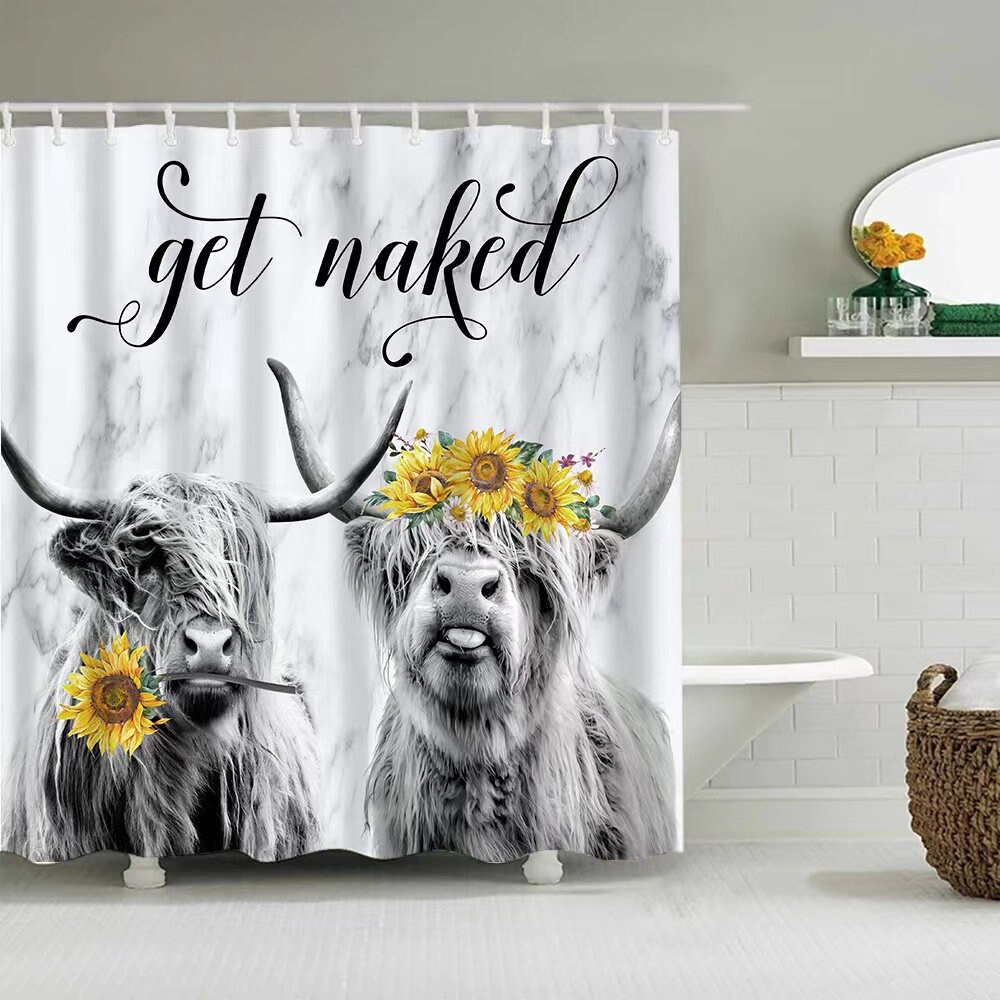 Country Farmhouse Bathroom Decor Shower Curtain With Cow Shower Curtain Design - Perfect For Your Rustic Style