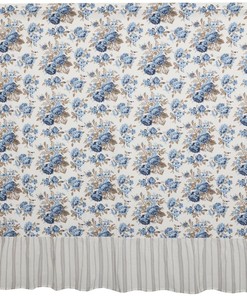 Country Floral Ruffled Shower Curtain in Annie Blue Rose Design