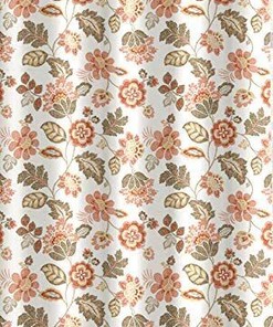 Country Flower Shower Curtain - Leaf Pattern Fabric Bath Accessory, Classy Botanical Bathroom Decor