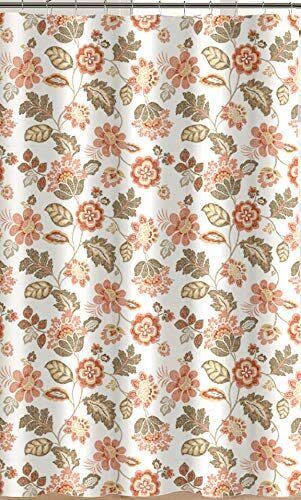 Country Flower Shower Curtain - Leaf Pattern Fabric Bath Accessory, Classy Botanical Bathroom Decor