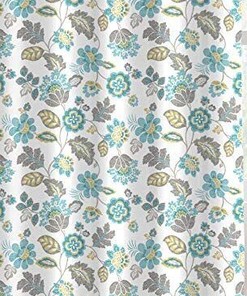 Country Flower Shower Curtain - Leaf Pattern Fabric Bath Accessory, Classy Botanical Bathroom Decor
