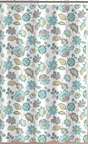 Country Flower Shower Curtain - Leaf Pattern Fabric Bath Accessory, Classy Botanical Bathroom Decor