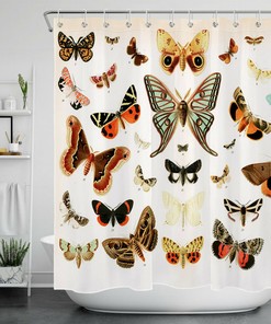 Country Insects Colorful Butterfly Restroom Shower Curtain Bathroom Decor