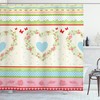 Country Rose Hearts Print Shower Curtain, Shabby Chic Bathroom Decor