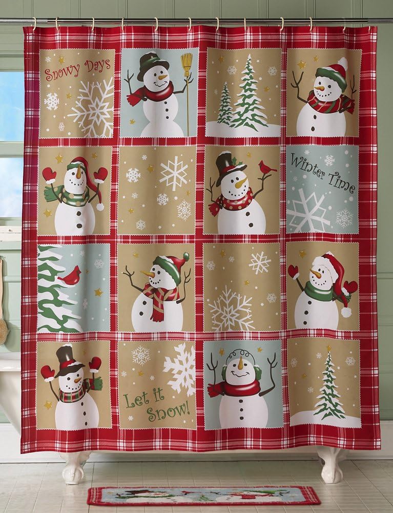 Country Snowman Shower Curtain By Collections Etc For Winter Bathroom Decor - Image 3