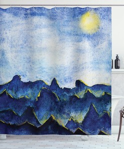 Countryside Landscape Shower Curtain With Reflected Moonlight - Scenic Shower Curtain