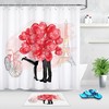 Couple Hearts Eiffel Tower Shower Curtain for Bathroom Decor