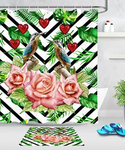 Couple Hummingbirds and Rose in Love Shower Curtain for Bathroom Decor LB
