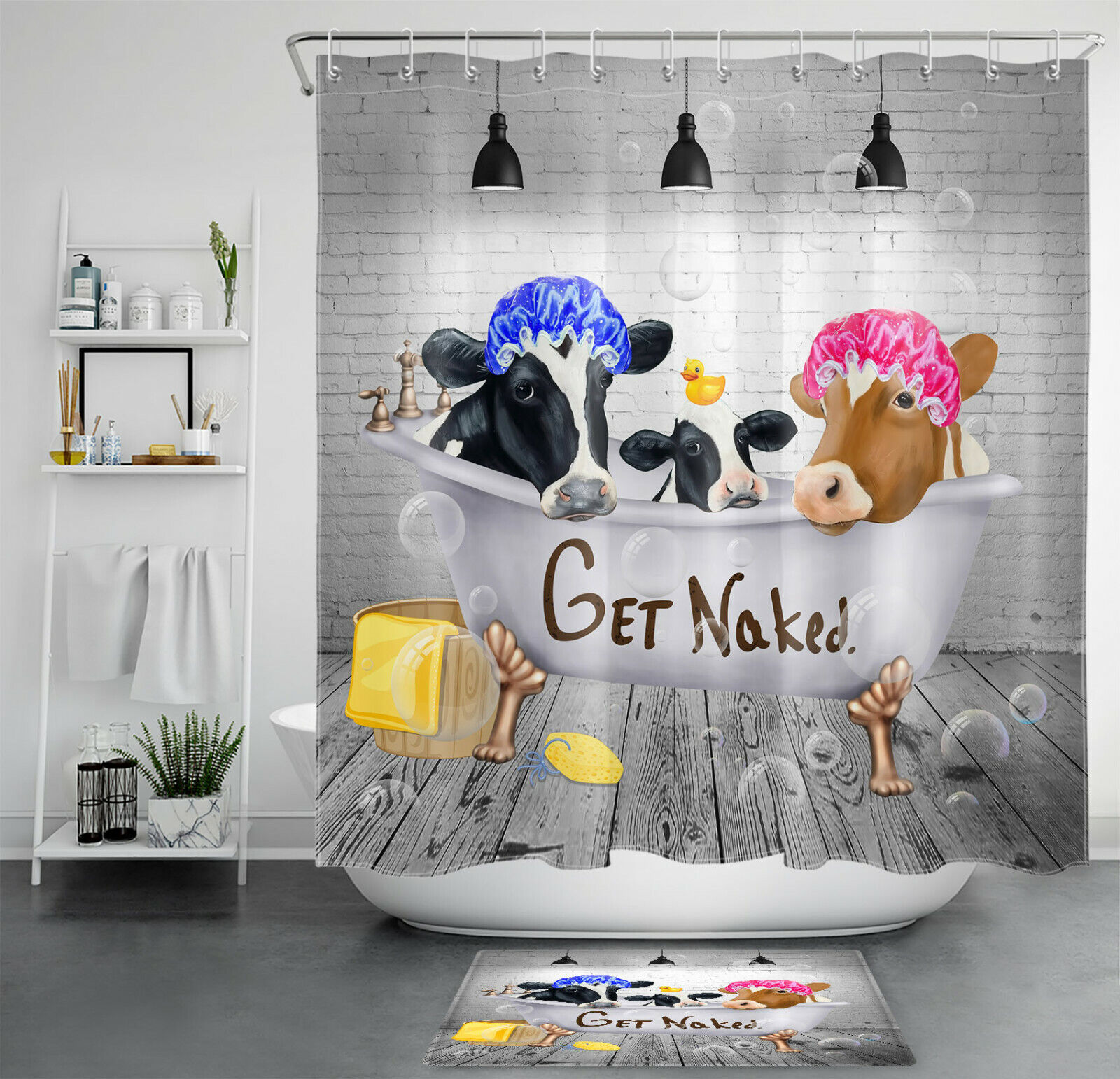 Cow Family Farmhouse Shower Curtain - Bathtub Fun For Animal Lovers And Farm Decor