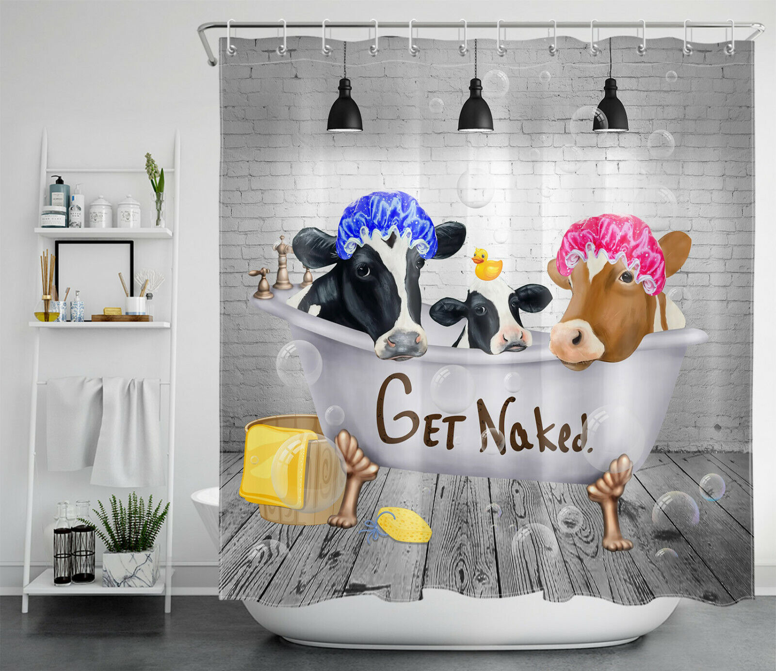 Cow Family Farmhouse Shower Curtain - Bathtub Fun For Animal Lovers And Farm Decor