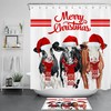 Cow Farm Animal Santa Hat Christmas Shower Curtain - Fun Festive Bathroom Decor