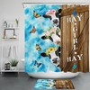 Cow, Flowers, And Funny Words Blue Shower Curtain For Bathroom Accessories