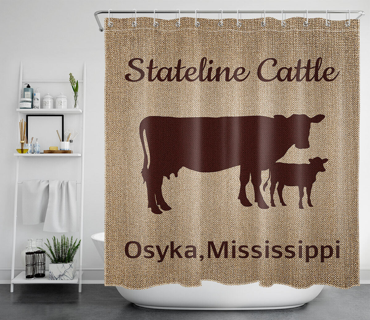 Cow Heifer Farm Animal Vintage Shower Curtain For Rustic Home Decor - Image 2