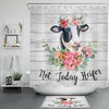 Cow Heifer Shower Curtain With Flower - Funny Bathroom Decor With Farmhouse Touch
