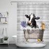 Cow Lavender Shower Curtain With Planks - Cute Fun Rustic Bathroom Accessory