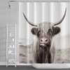 Cow Portrait Shower Curtain - Western Wildlife Farmhouse Bathroom Decor With Funny Sketch Modern Prints