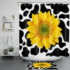Cow Print Backdrop Sunflower Yellow Flower Waterproof Fabric Shower Curtain - Ideal For Your Cow