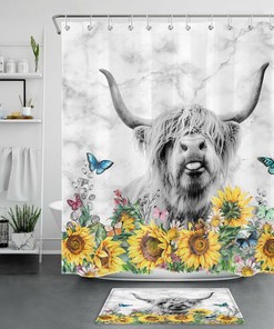 Cow Print Fabric Shower Curtain