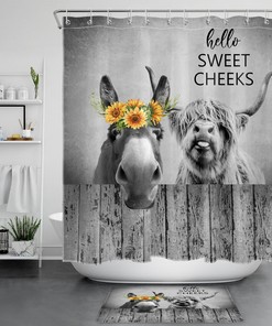 Cow Print Farmhouse Shower Curtain For Country Bathroom Charm
