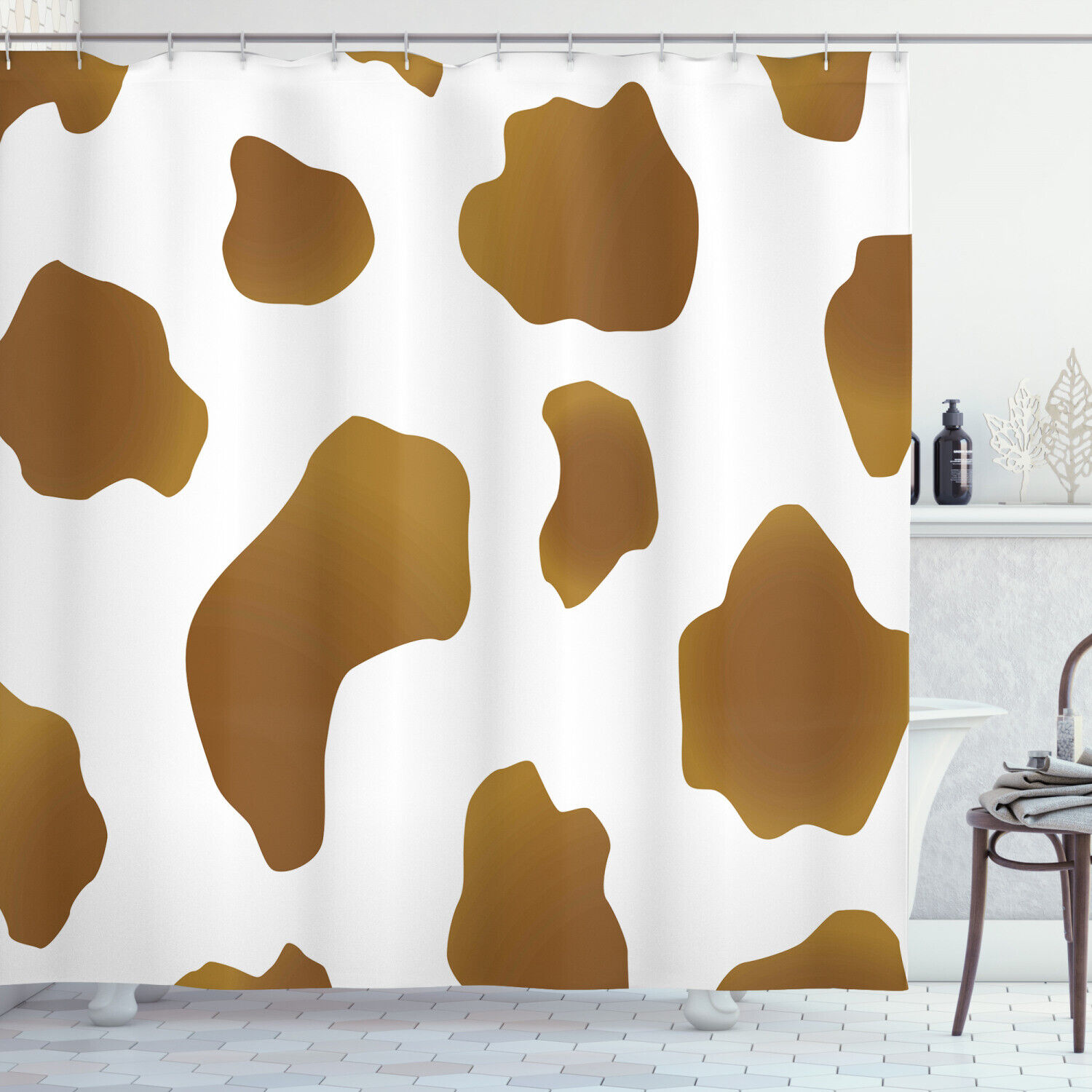 Cow Print Shower Curtain Brown Spots On Cow Print Design - A Perfect Decor Accessory For Your Bathroom