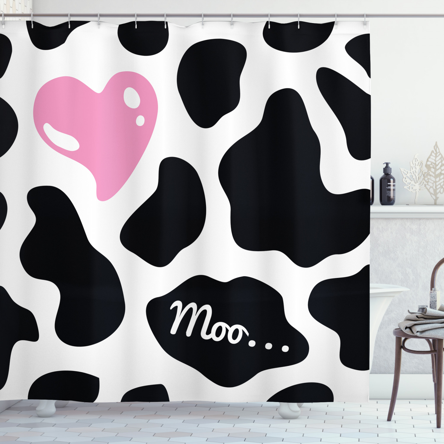 Cow Print Shower Curtain Cow Skin With Spots Print The Farmhouse To Your Bathroom - Image 3