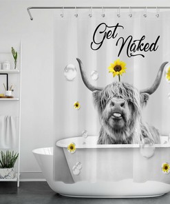 Cow Print Shower Curtain For A Rustic Farmhouse Bathroom Decor, Country-Themed Bathroom Accessories