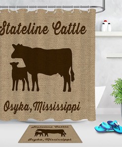 Cow Print Shower Curtain With Rustic Wood Background