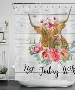 Cow Print Sunflower Green Leaf Shower Curtain Farm Plant Fantasy