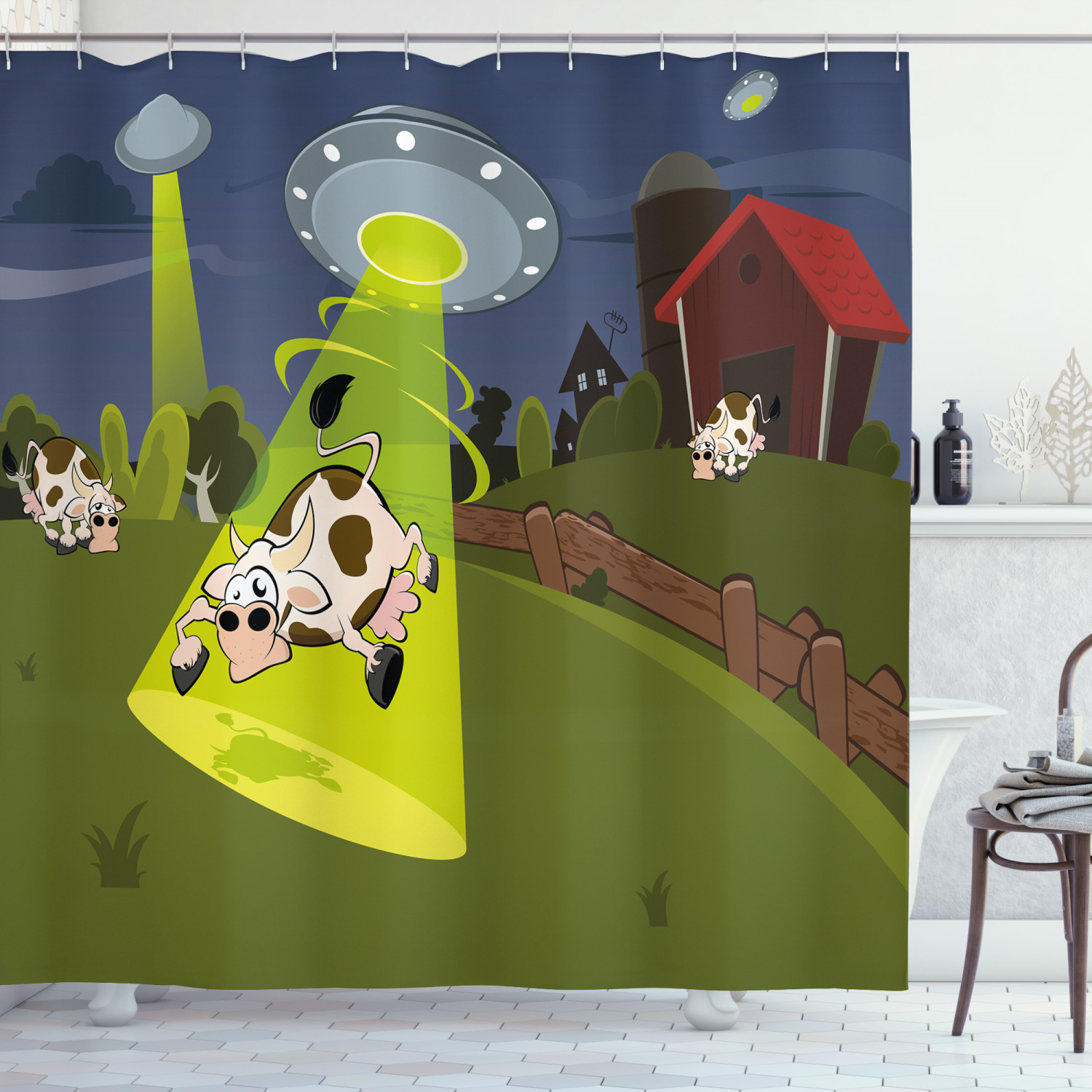 Cow Shower Curtain For Farmhouse Bathroom Decor - Image 3