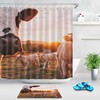 Cow Sunrise Grazing Farm Animals Waterproof Fabric Shower Curtain With Vintage Print