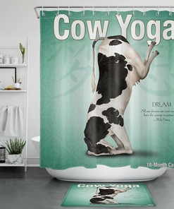 Cow Yoga Shower Curtain - Funny Animals Bathroom Decor