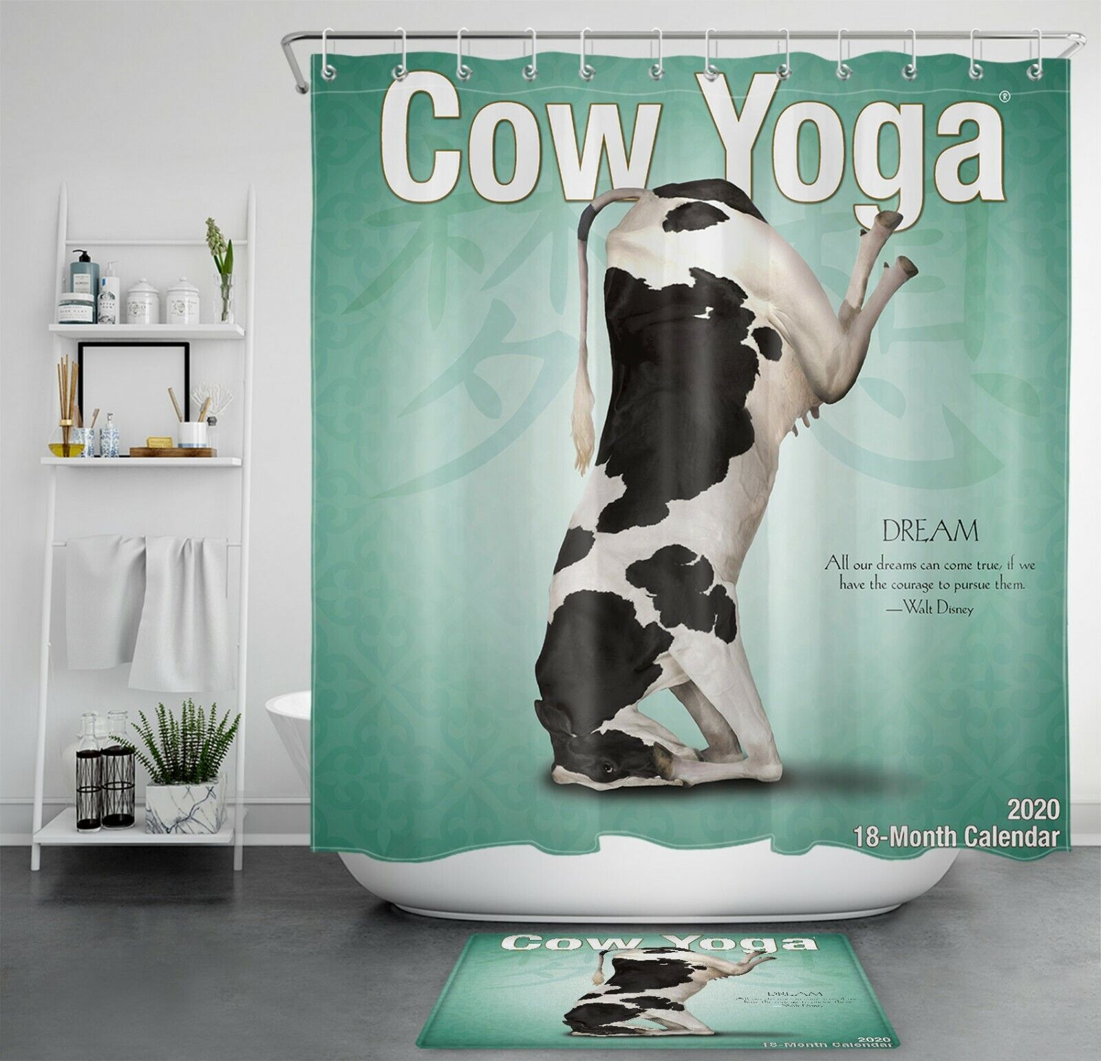 Cow Yoga Shower Curtain - Funny Animals Bathroom Decor