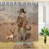 Cowboy Cat And Chihuahua Dog Fabric Shower Curtain - Funny And Amusing Animal For Bathroom Decor