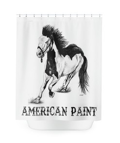 Cowboy Cowgirl Artwork Shower Curtain Featuring Wild Horse Riding for a Rustic Bathroom Decor