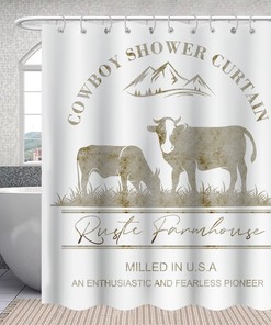 Cowboy Hay Shower Curtain - Western Farmhouse Shower Curtain With Rustic Bath Decor
