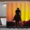 Cowboy Shower Curtain with Yellow Horse Print - Waterproof Fabric Bathroom Shower Curtain with Western Accents