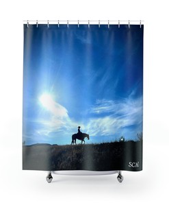 Cowboy Sunshine Shower Curtain - Vintage-Inspired Bathroom Decor with Durable and Quirky Design