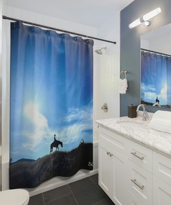 Cowboy Sunshine Shower Curtain - Vintage-Inspired Bathroom Decor with Durable and Quirky Design